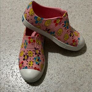 Native Kids Pink Floral Smiley Sneakers